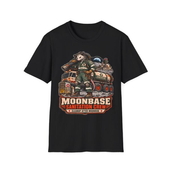 Moonbase Sanitation Crew T-Shirt — Retro Space Possum Graphic Tee