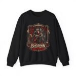 Gothic 'Bassoon of the Damned' Crewneck Sweatshirt — Skeleton Bassoonist Graphic