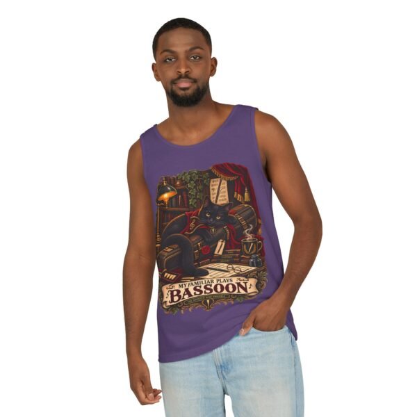 Bassoon Player Tank Top — "My Familiar Plays Bassoon" Vintage Musician Graphic