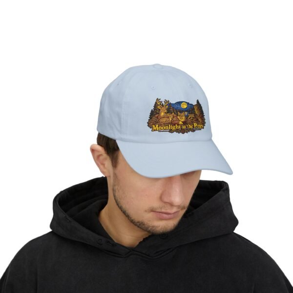 Moonlight in the Pines Dad Cap — Vintage Wilderness Embroidered Hat