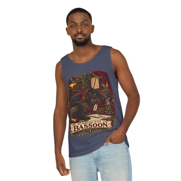 Bassoon Player Tank Top — "My Familiar Plays Bassoon" Vintage Musician Graphic
