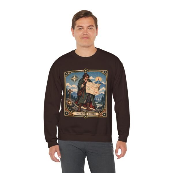 Crewneck Sweatshirt — "The Route Keeper" Vintage Map Navigator Graphic