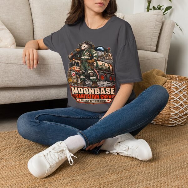 Moonbase Sanitation Crew T-Shirt — Retro Space Possum Graphic Tee
