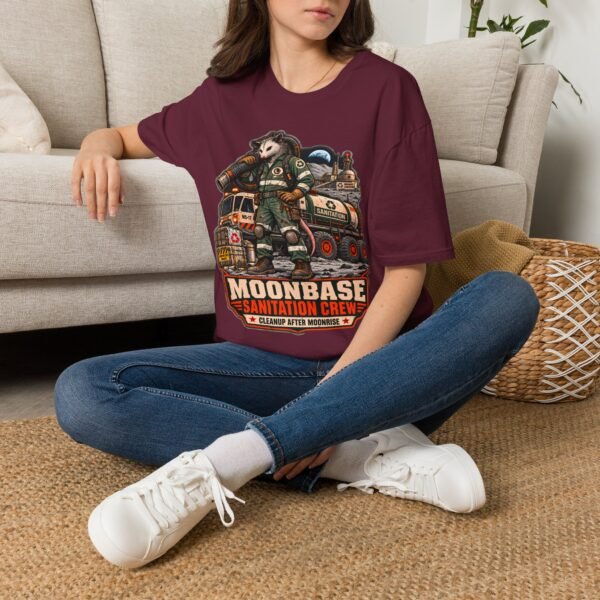 Moonbase Sanitation Crew T-Shirt — Retro Space Possum Graphic Tee