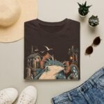 Sea Monster Graphic T-Shirt – Retro Koi/Monster Harbor Illustration
