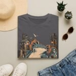 Sea Monster Graphic T-Shirt – Retro Koi/Monster Harbor Illustration