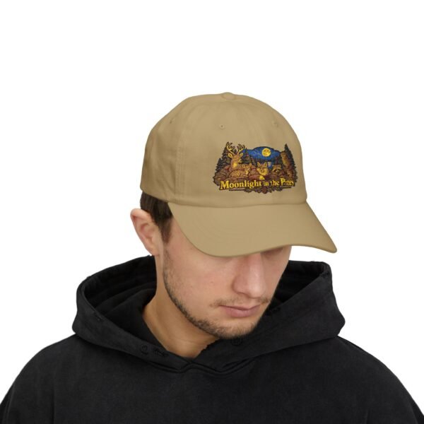 Moonlight in the Pines Dad Cap — Vintage Wilderness Embroidered Hat