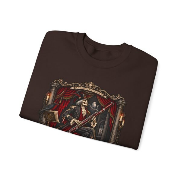 Gothic 'Bassoon of the Damned' Crewneck Sweatshirt — Skeleton Bassoonist Graphic