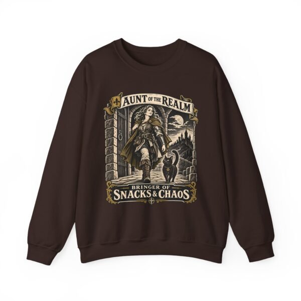 Crewneck Sweatshirt — "Aunt of the Realm: Bringer of Snacks & Chaos" Fantasy Graphic