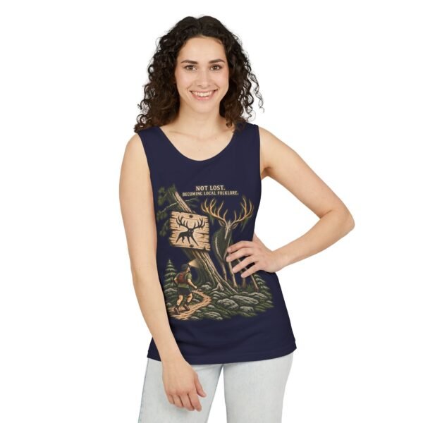 Adventure Tank Top – “Not Lost, Just Taking the Scenic Route” Moose & Hiker Design