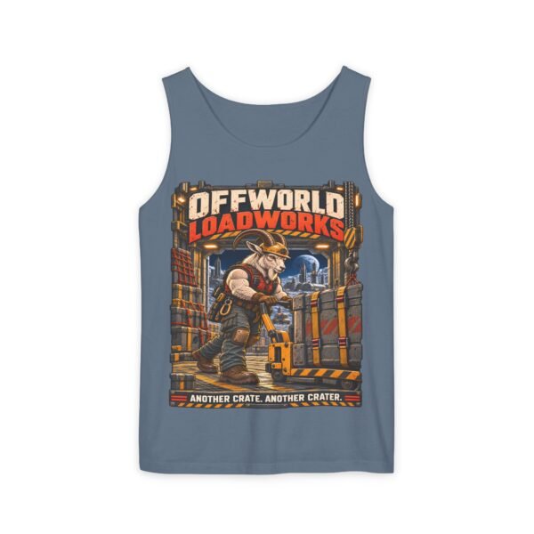 Offworld Loadworks sci-fi warehouse Mountain Goat Worker illustration Tank Top | space cargo loading