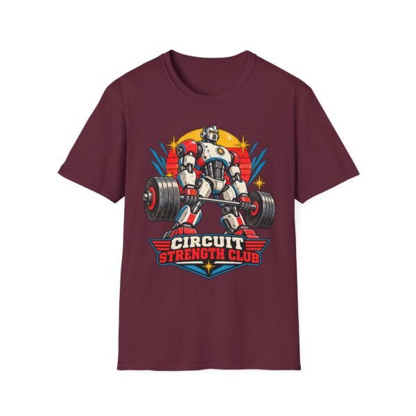 Circuit Strength Club T-Shirt — Retro Robot Weightlifting Gym Tee