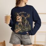 Hiking Elk Crewneck Sweatshirt — Rustic Outdoors "Don't Lose Yourself" Design
