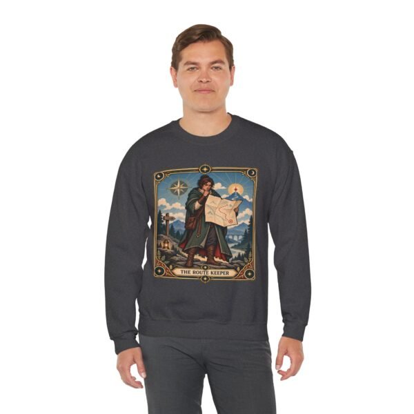 Crewneck Sweatshirt — "The Route Keeper" Vintage Map Navigator Graphic