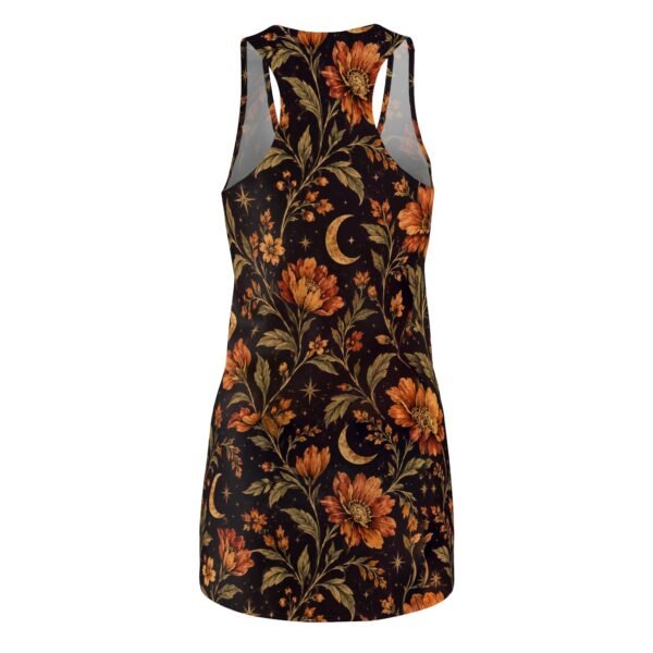 Celestial Floral Racerback Dress — Vintage Moon & Orange Bloom AOP
