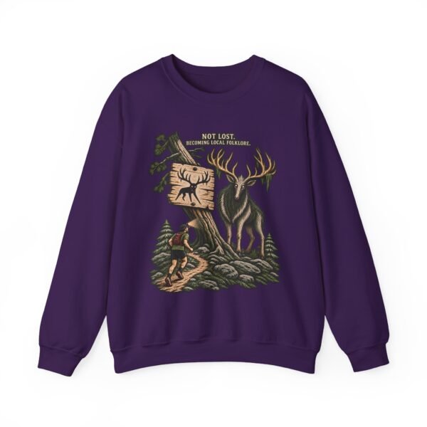 Hiking Elk Crewneck Sweatshirt — Rustic Outdoors "Don't Lose Yourself" Design