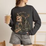 Hiking Elk Crewneck Sweatshirt — Rustic Outdoors "Don't Lose Yourself" Design