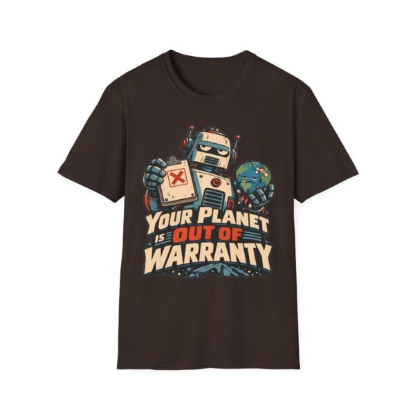 Your Planet Is Out Of Warranty T-Shirt — Retro Robot Climate Awareness Tee
