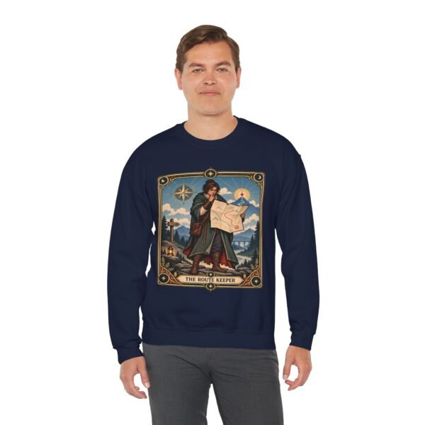 Crewneck Sweatshirt — "The Route Keeper" Vintage Map Navigator Graphic