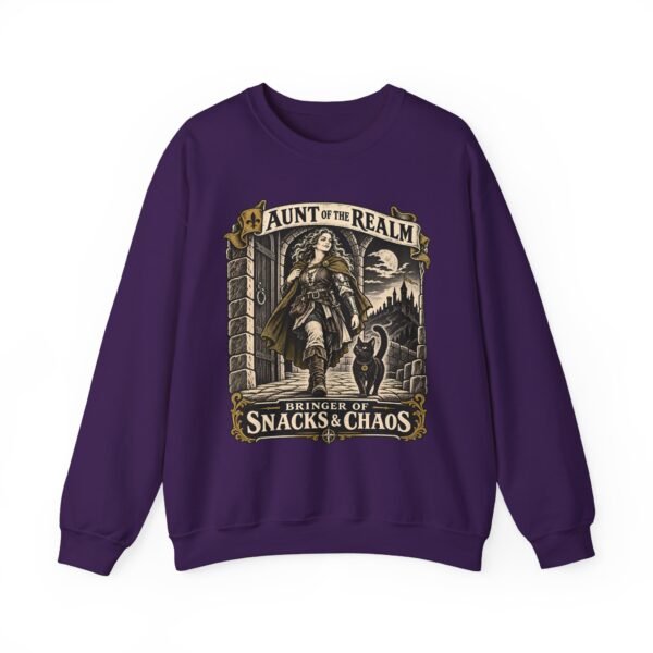 Crewneck Sweatshirt — "Aunt of the Realm: Bringer of Snacks & Chaos" Fantasy Graphic