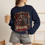 Gothic 'Bassoon of the Damned' Crewneck Sweatshirt — Skeleton Bassoonist Graphic