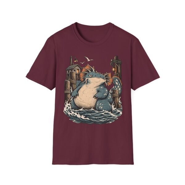 Sea Monster Graphic T-Shirt – Retro Koi/Monster Harbor Illustration