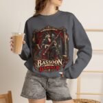 Gothic 'Bassoon of the Damned' Crewneck Sweatshirt — Skeleton Bassoonist Graphic