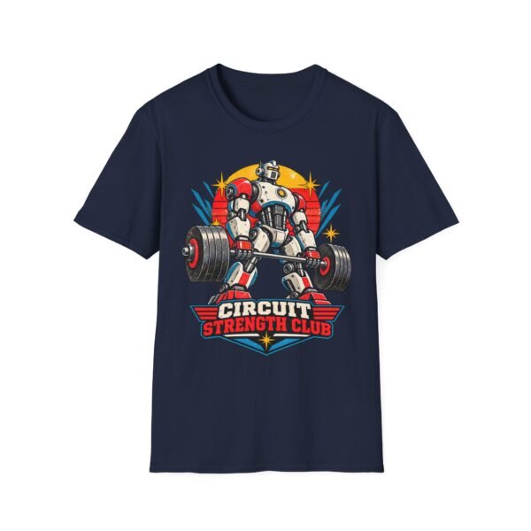Circuit Strength Club T-Shirt — Retro Robot Weightlifting Gym Tee