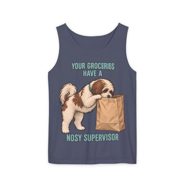 Tank Top - "Your Groceries Have a Nosy Supervisor" Cute Puppy Graphic