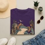 Sea Monster Graphic T-Shirt – Retro Koi/Monster Harbor Illustration