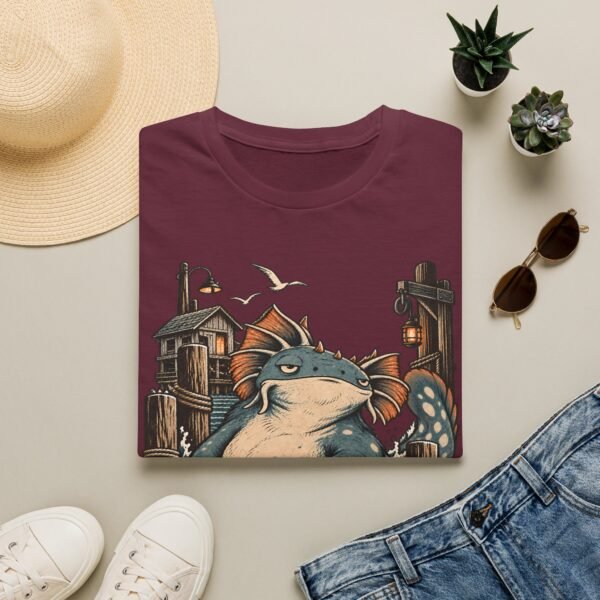 Sea Monster Graphic T-Shirt – Retro Koi/Monster Harbor Illustration