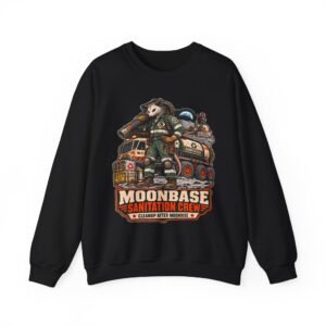 Moonbase Sanitation Crew Sweatshirt — Retro Space Cleaner Graphic Crewneck