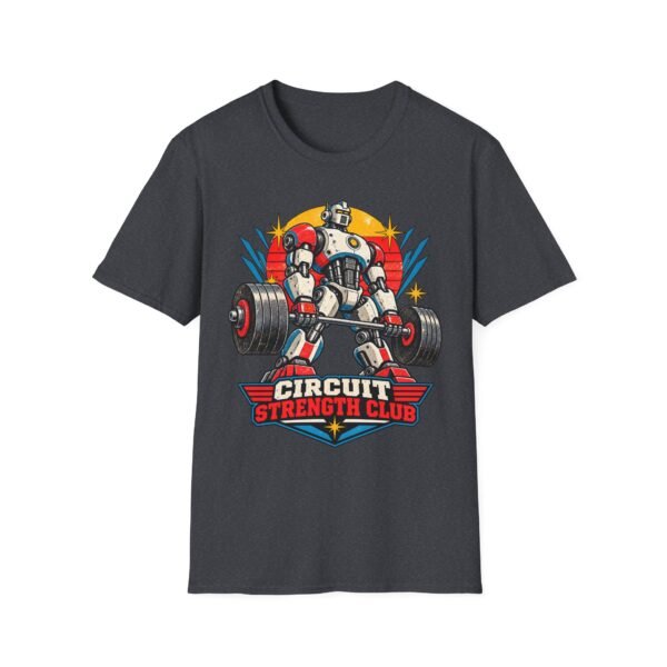 Circuit Strength Club T-Shirt — Retro Robot Weightlifting Gym Tee