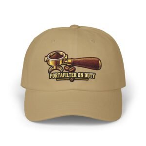Portafilter On Duty Dad Cap — Vintage Espresso Barista Hat
