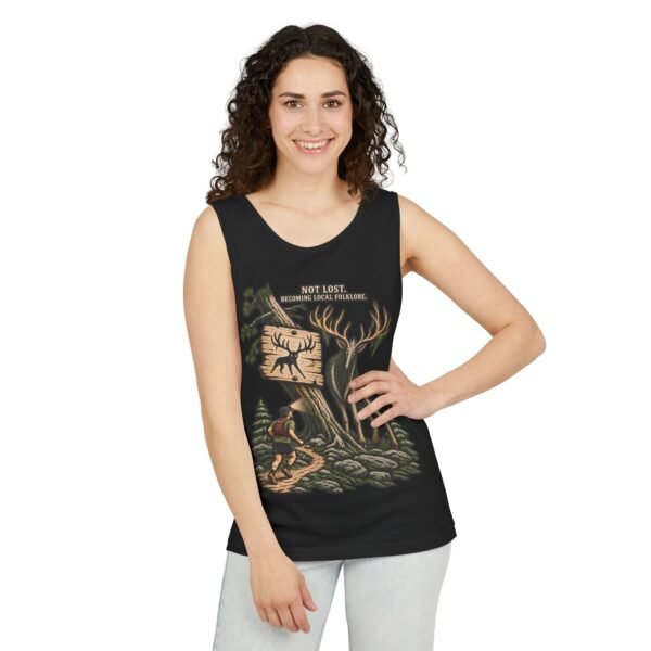 Adventure Tank Top – “Not Lost, Just Taking the Scenic Route” Moose & Hiker Design
