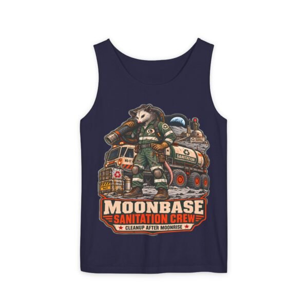 Moonbase Sanitation Crew Tank Top — Retro Space Janitor Graphic