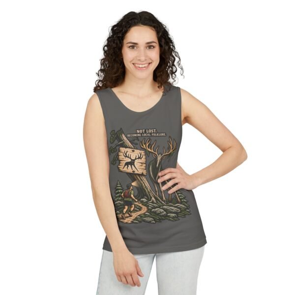 Adventure Tank Top – “Not Lost, Just Taking the Scenic Route” Moose & Hiker Design