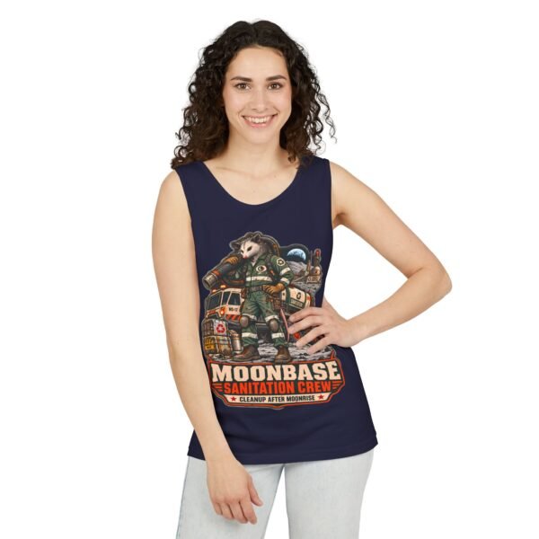 Moonbase Sanitation Crew Tank Top — Retro Space Janitor Graphic