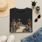 Sea Monster Graphic T-Shirt – Retro Koi/Monster Harbor Illustration