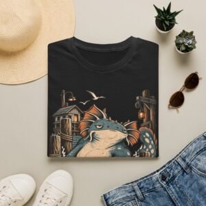 Sea Monster Graphic T-Shirt – Retro Koi/Monster Harbor Illustration