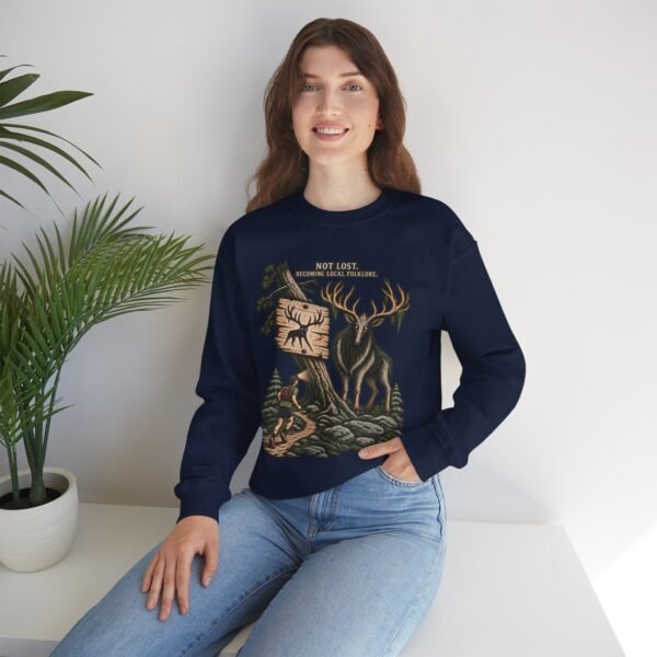 Hiking Elk Crewneck Sweatshirt — Rustic Outdoors "Don't Lose Yourself" Design