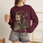 Hiking Elk Crewneck Sweatshirt — Rustic Outdoors "Don't Lose Yourself" Design