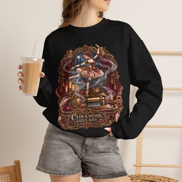 Vintage Ballerina Crewneck Sweatshirt — 'Clockwork Lullaby' Gothic Ballet Graphic
