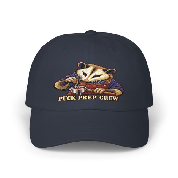 Puck Prep Crew Dad Cap — Embroidered Hockey Raccoon Baseball Hat