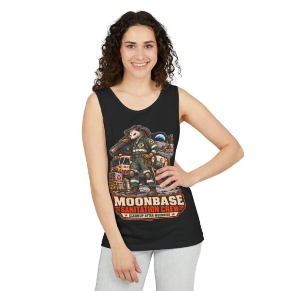 Moonbase Sanitation Crew Tank Top — Retro Space Janitor Graphic