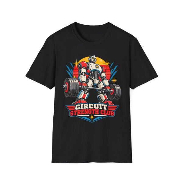 Circuit Strength Club T-Shirt — Retro Robot Weightlifting Gym Tee