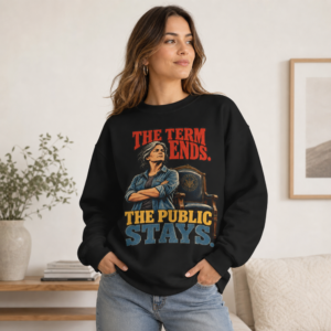 Crewneck Sweatshirt — "The Term Ends. The Public Stays." Political Statement Pullover