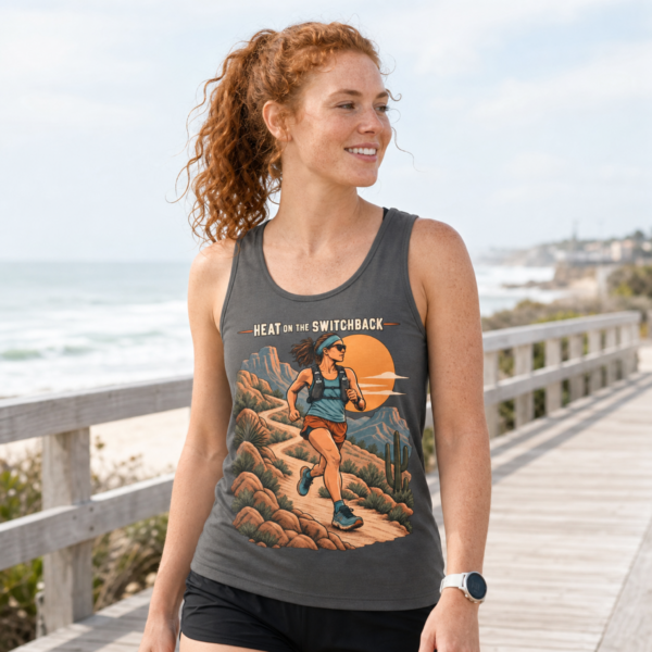 Trail Runner Tank Top — "Head to the Switchback" Desert Running Graphic