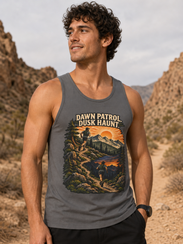 Dawn Patrol Dusk Haunt Tank Top — Vintage Mountain Hiking Graphic