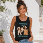 Tank Top - "Your Groceries Have a Nosy Supervisor" Cute Puppy Graphic